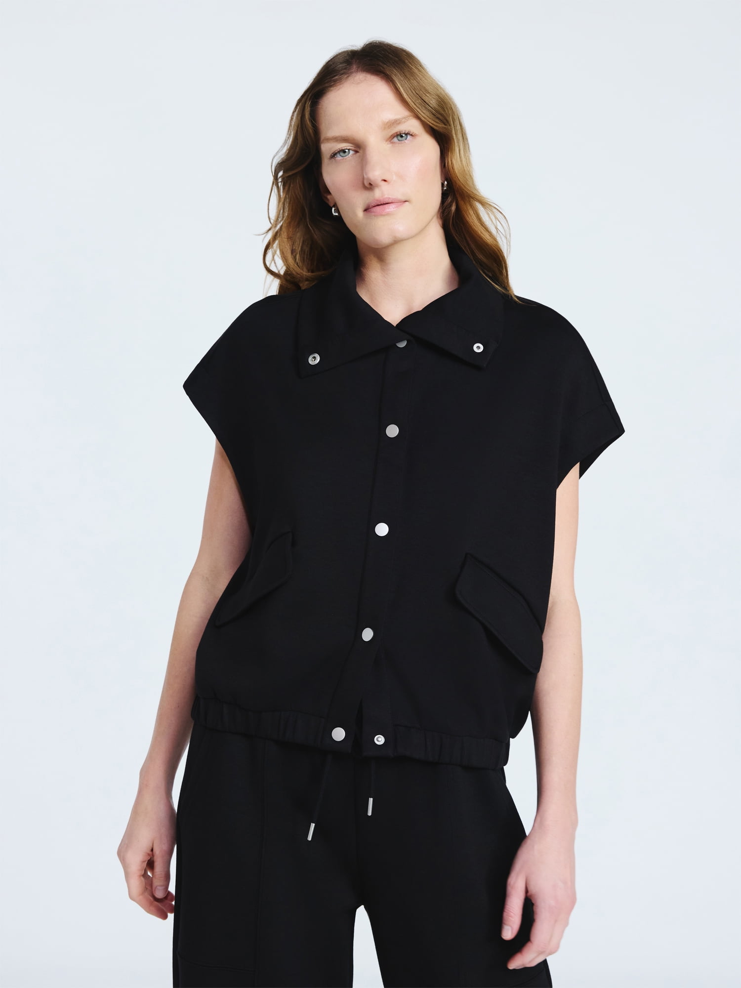 Scoop Women's and Women's Plus New Scubaknit Snap Vest, Sizes XS-4X