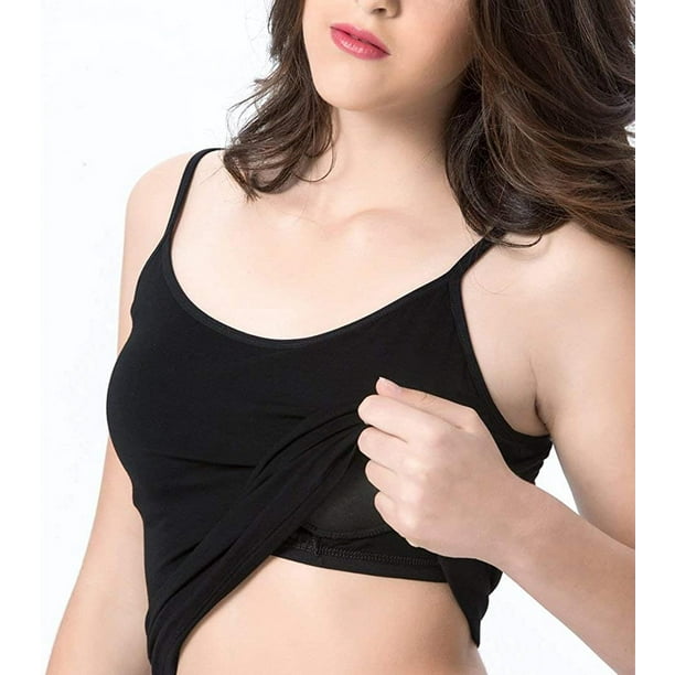 Womens Camisoles Tops with Built in Padded Bra Basic Breathable