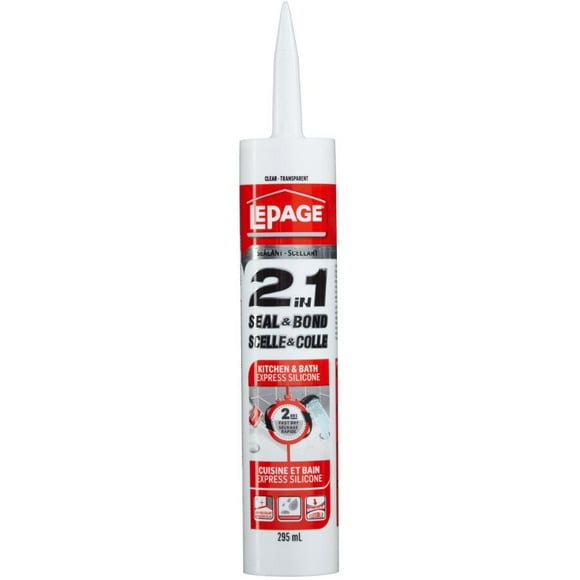 2-in-1 Seal and Bond Kitchen and Bath Silicone Sealant - Clear, 295 ml