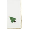 thumbnail image 3 of Fennco Styles Embroidered Christmas Tree Whip Stitch Cloth Napkins 18" W x 18" L, Set of 4 - White Holiday Cotton Dinner Napkins for Winter Festivals, Christmas, Banquets, and Special Events, 3 of 4