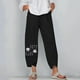 thumbnail image 1 of ICHUANYI Clearance Women's Fashion High Waist Straight Tube Trouser Hem Print Cotton Versatile Casual Pants(Black, M) ICHUANYI WER2023080900260, 1 of 5