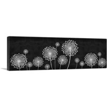 ARTCANVAS Dandelion Black and White Panoramic Canvas Art Print - Size: 36" x 12" (1.50" Deep)