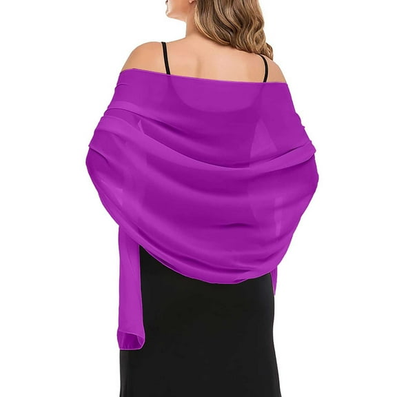 Clearance Sale! Womens Elegant Chiffon Shawl Silky Soft Wedding Scarf Bridal Evening Dress Wrap Lightweight Sheer Fashion Accessory Purple S Size