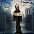 thumbnail image 4 of Haunted Hill Farm 67-in. Azrail the Animated Welcome Reaper, Indoor/Covered Outdoor Halloween Decoration, 4 of 10