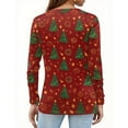 thumbnail image 4 of WTOBBY Women's Fashion Christmas Print Round Neck Long Sleeve Pullover Top, Holiday Themed Tree and Snowflake Design Sweater for Women,Green L, 4 of 5