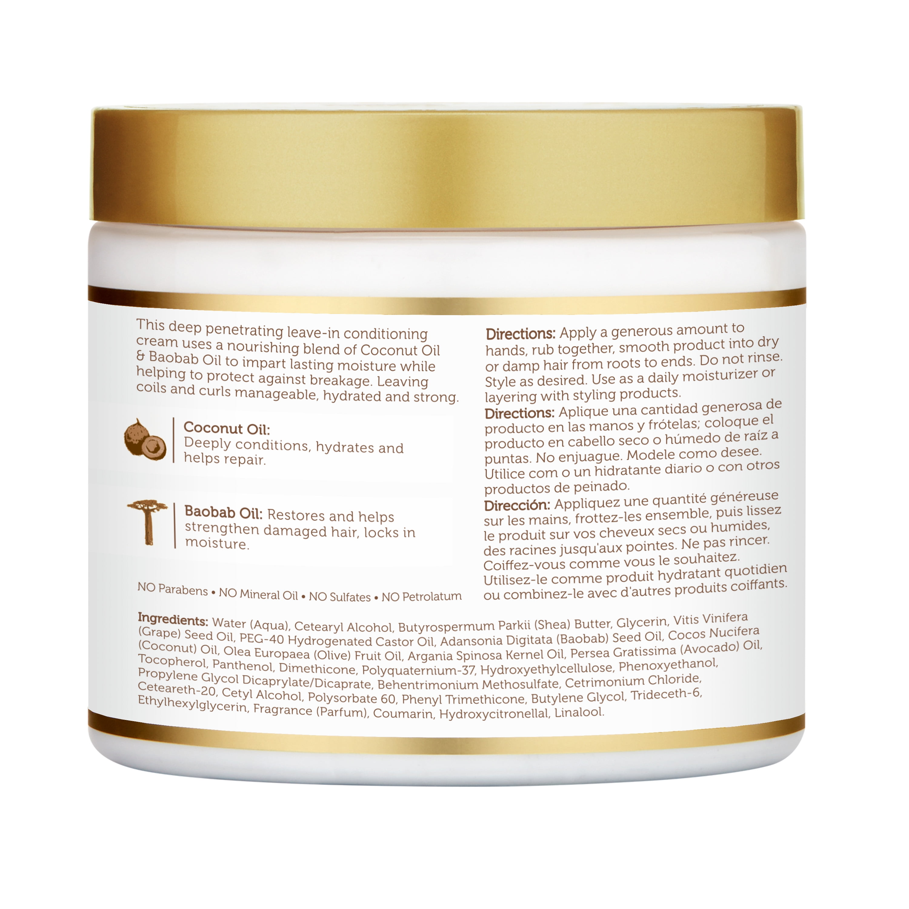 African Pride Moisture Miracle Leave in Conditioner Cream Hydrate & Strengthen 15oz, Curly Hair