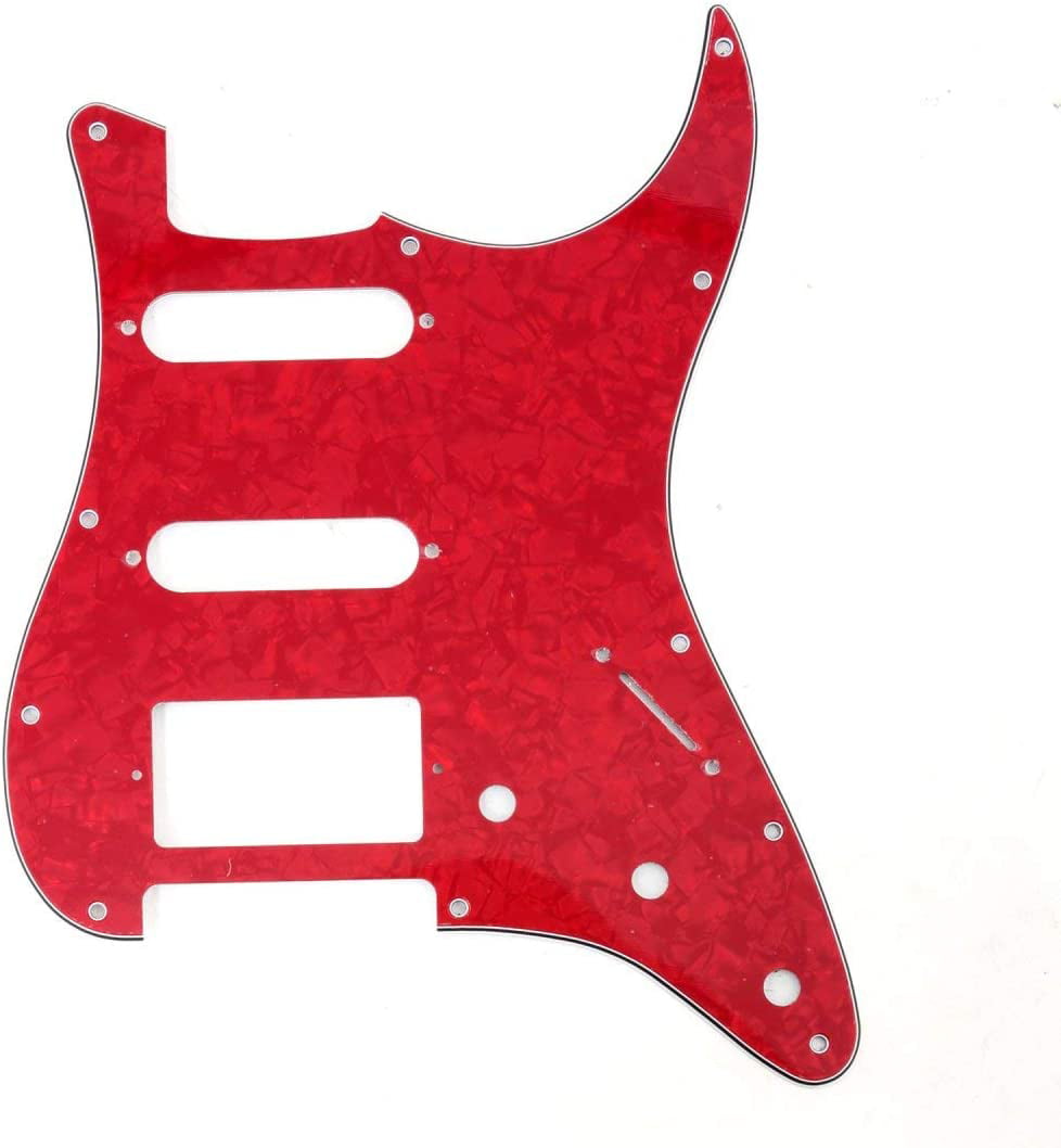 IKN SSS 11 Hole Strat Pickguard Guitar Pick Guard Plate with Screws for American/Mexican Standard Strat Modern Style Guitar Parts 4Ply Blue Pearl 