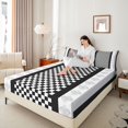 thumbnail image 3 of Castle Fairy Vintage Checker Square Queen Sheets 4 Pieces,Bohemian Damask Ornament Queen Sheet Sets,Black Gray White,1 Flat Sheet, 1 Fitted Sheet and 2 Pillowcases, 3 of 7