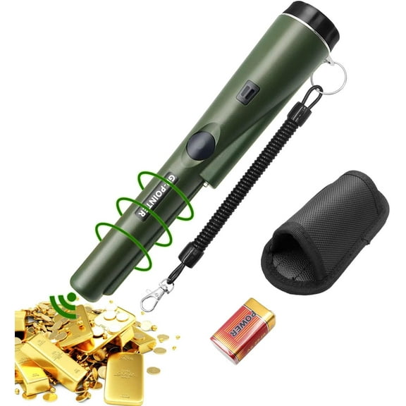 SYITOOCK Metal Detector Pinpointer, Professional Handheld Pin Pointer Wand, 360°Search Treasure Pinpointing Finder Probe with Belt Holster, Green
