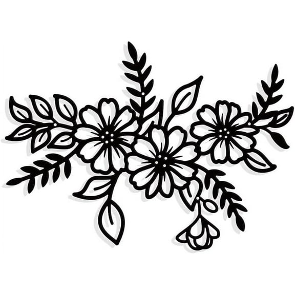 Flower Metal Wall Art Decor Gunmetal Color Wall Hanging Decor Silhouette Wall Art for Home Garden Hotel Office Christmas Festival Decoration Gift 8.58×11.8" Gray