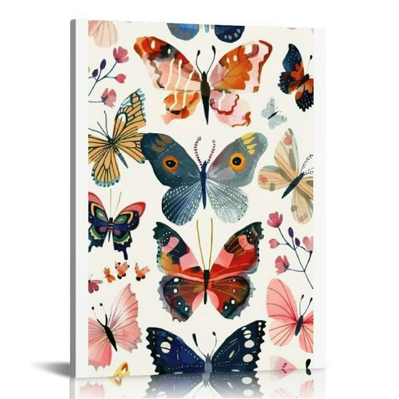 Acheng Vintage Butterfly Painting Watercolor Plant Poster Butterfly Botanical Wall Art Boho Butterfly Print Insect Canvas Wall Art Colorful Butterfly Painting Rustic Butterfly Pictures 12x16 in