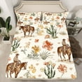 thumbnail image 2 of Homewish Western Cowboy Tribal Twin Sheet Sets,Desert Cactus Flower Twin Fitted Sheet,Country Farmhouse Lodge Flat Sheet For Boys Teens,Ultra Soft Home Decor,3pcs, 2 of 7
