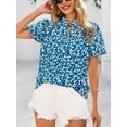thumbnail image 4 of PRETTYGARDEN Boho Short Sleeve Floral Work Blouses for Women Dressy Casual V Neck Puff Sleeve Loose Chiffon Flowy Tops Shirts, 4 of 7