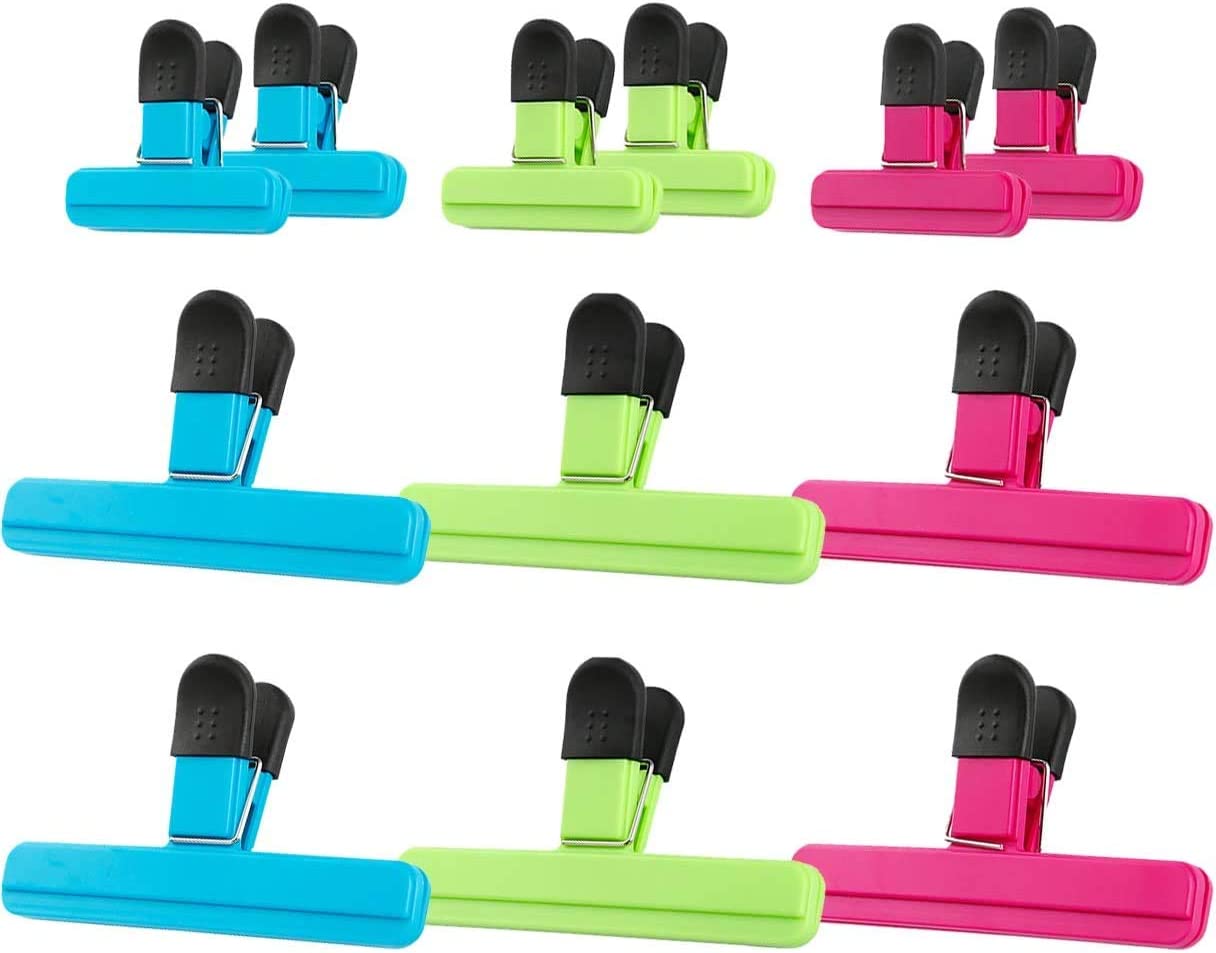 Leezmark 6-Pack Large Heavy Duty Chip Clips – 6 X 3.5 Inch, Colorful Food Bag Sealing Clips For Snacks & Storage