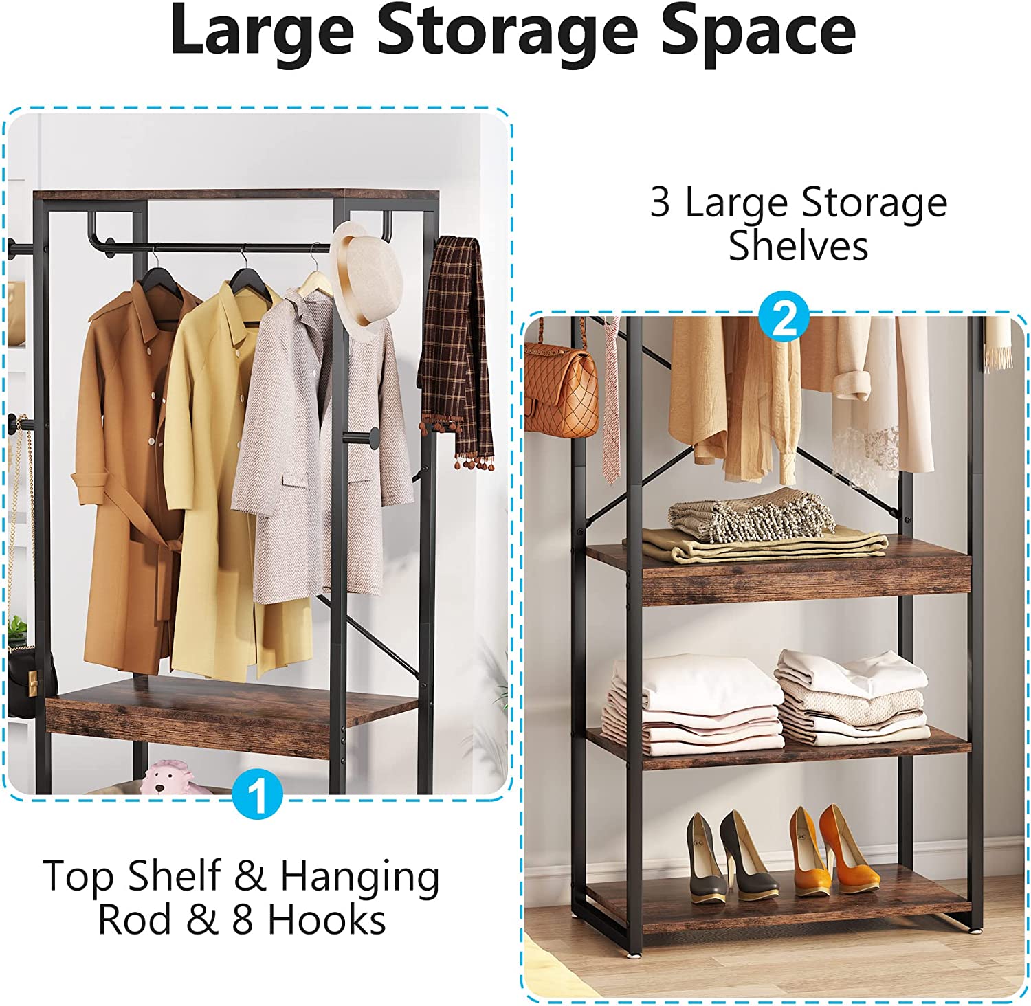 Mieres Entryway Hall Tree Free-Standing Closet Organizer with