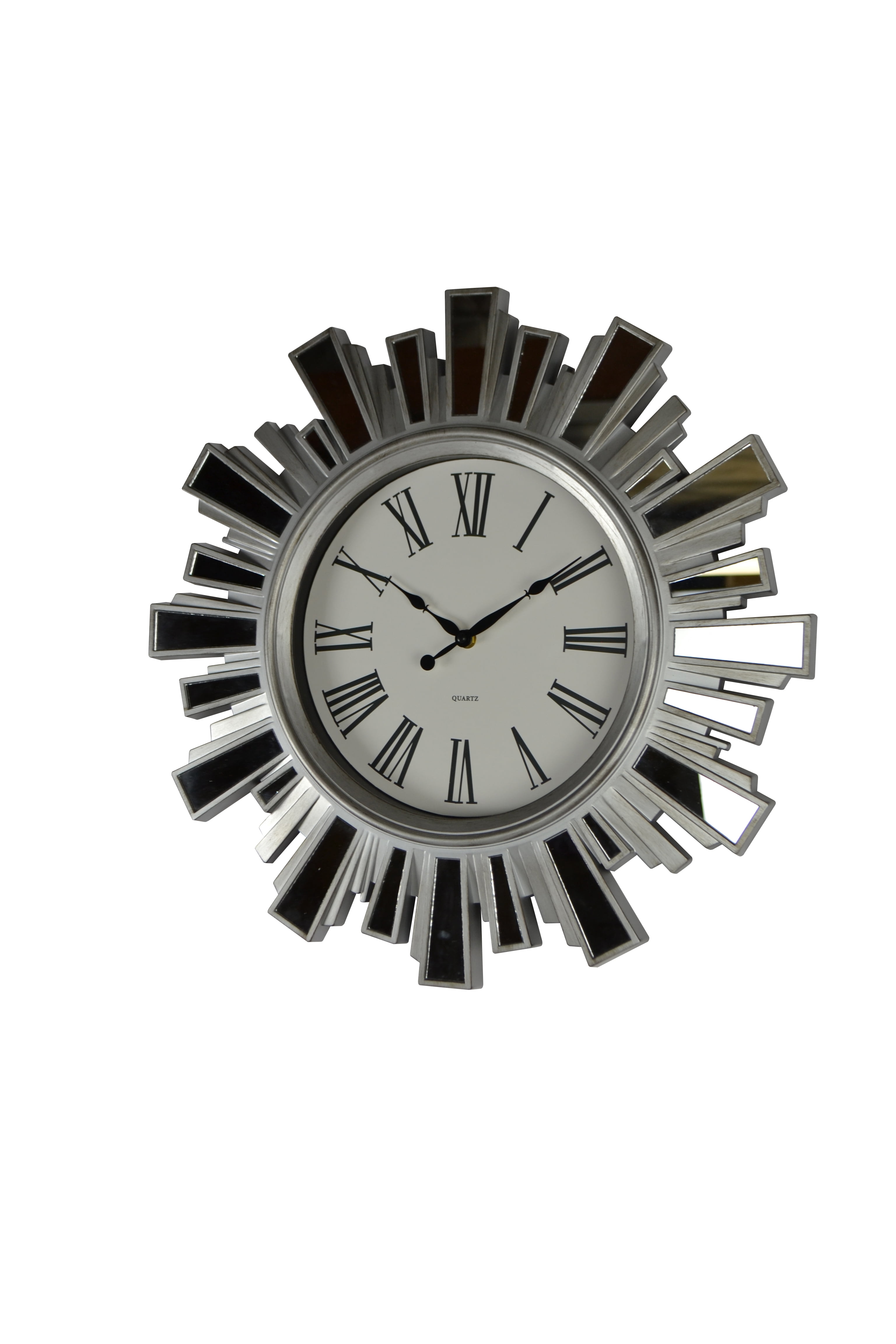 19" Inch Silver and Mirror Starburst Wall Clock