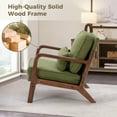 thumbnail image 5 of MCQ Mid Century Modern Accent Chair with Arms and Waist Cushion, Wood Frame for Adult, Lounge, Green, 5 of 6