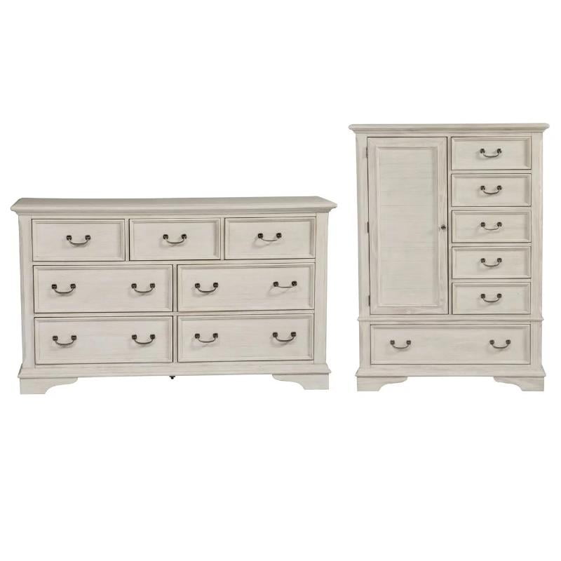 2 Piece Country Farmhouse 7 Drawer Dresser And Armoire Chest Set