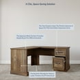 thumbnail image 3 of BELLEZE 60" L Shaped Home Office Desk with Storage Drawers - Kernville (Rustic Oak), 3 of 7