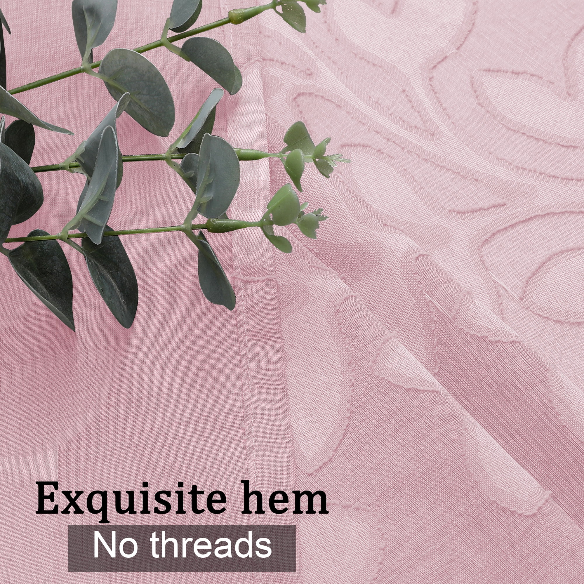 OVZME Darla Sheer Curtains 84 Inches Long 2 Panels, Light Filter Breathable Jacquard Window Curtains for Living Room, Rod Pocket Sheer Curtains for Living Room Bedroom, 42Wx84L Inch Blush Pink