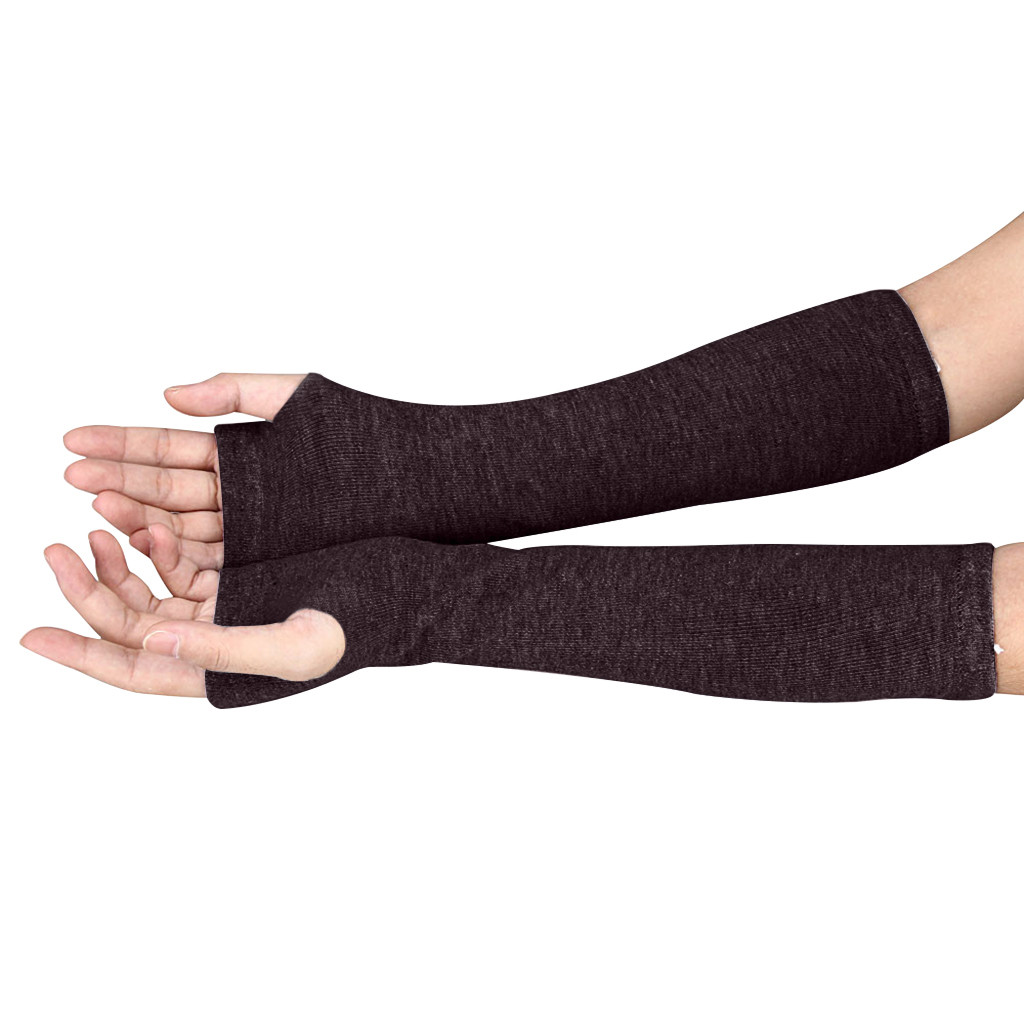 Womens Winter Warm Over Elbow Long Fingerless Thumb Hole Gloves Mittens Knitted Arm Warmer