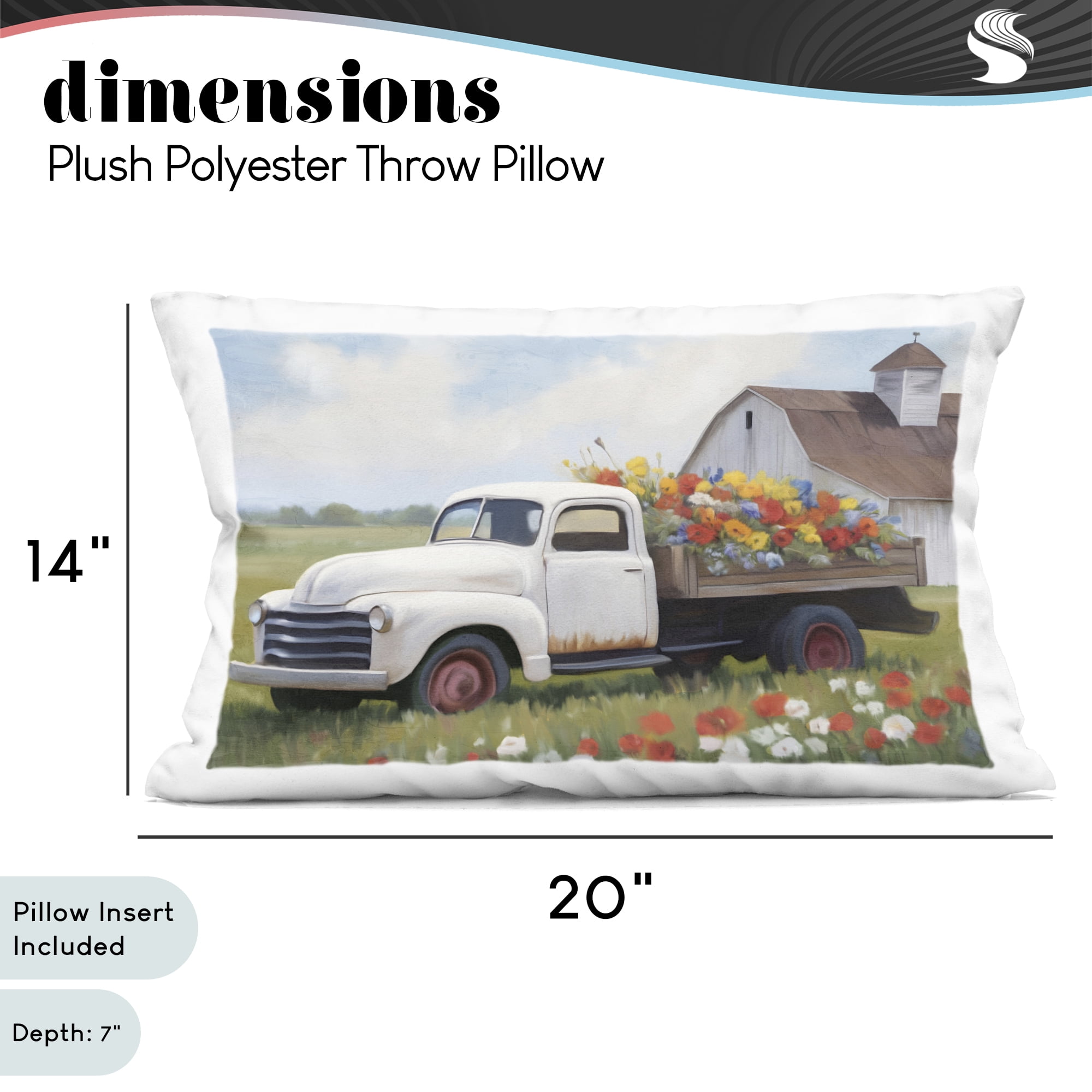 Stupell Industries White Delivery Floral Truck Decorative Printed Throw Pillow, design by Kim Allen