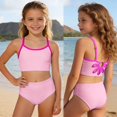 thumbnail image 2 of Shadoumai Girls Swimsuit Ruffled Padded Adjustable Strap Tankini High Waisted Swimwear Set Teens Girl 2Pcs Beach Bathing Suit, 2 of 7