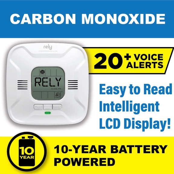 Rely RealAlerts 10-Year Battery Combination Smoke and Carbon Monoxide Alarm with Voice Alerts and LED Warning, 1 Pack