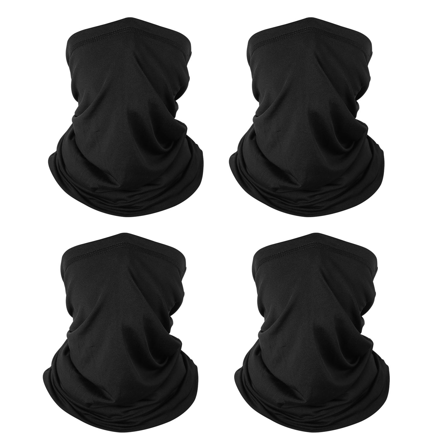 4 Pack Neck Gaiter Face Covering Gator Mask Bandana Cooling Mask, Black