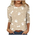 thumbnail image 2 of UPPADA Womens Chandails de Base à Manches 3/4 Été Tendance Décontractés Hauts à Manches Trois Quarts Chemisiers Col Rond Chandails Amples à Enfiler Hauts Confortables Doux T-Shirt Femmes Hauts à Manches 3/4 Économie, 2 of 4