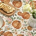 thumbnail image 3 of Fall Tablecloth 60x60 Inch Round, Thanksgiving Autumn Harvest Watercolor Orange Pumpkin Pink Flower Table Cover for Party Picnic Dinner Decor, 3 of 6