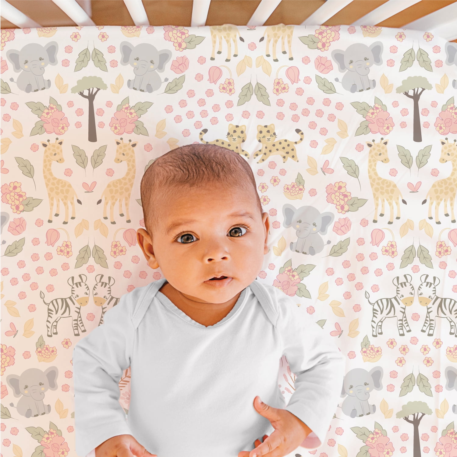 The Peanutshell Wildest Dreams 4 Piece Baby Nursery Crib Bedding Set, Quilt, Crib Sheets, Crib Skirt, and Mobile
