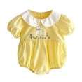thumbnail image 1 of FYEGRE Adorable Animal de Dessin Animé Floral Brodé Col Rond Barboteuse pour Filles Justaucorps Jaune 3-6 Mois, 1 of 8