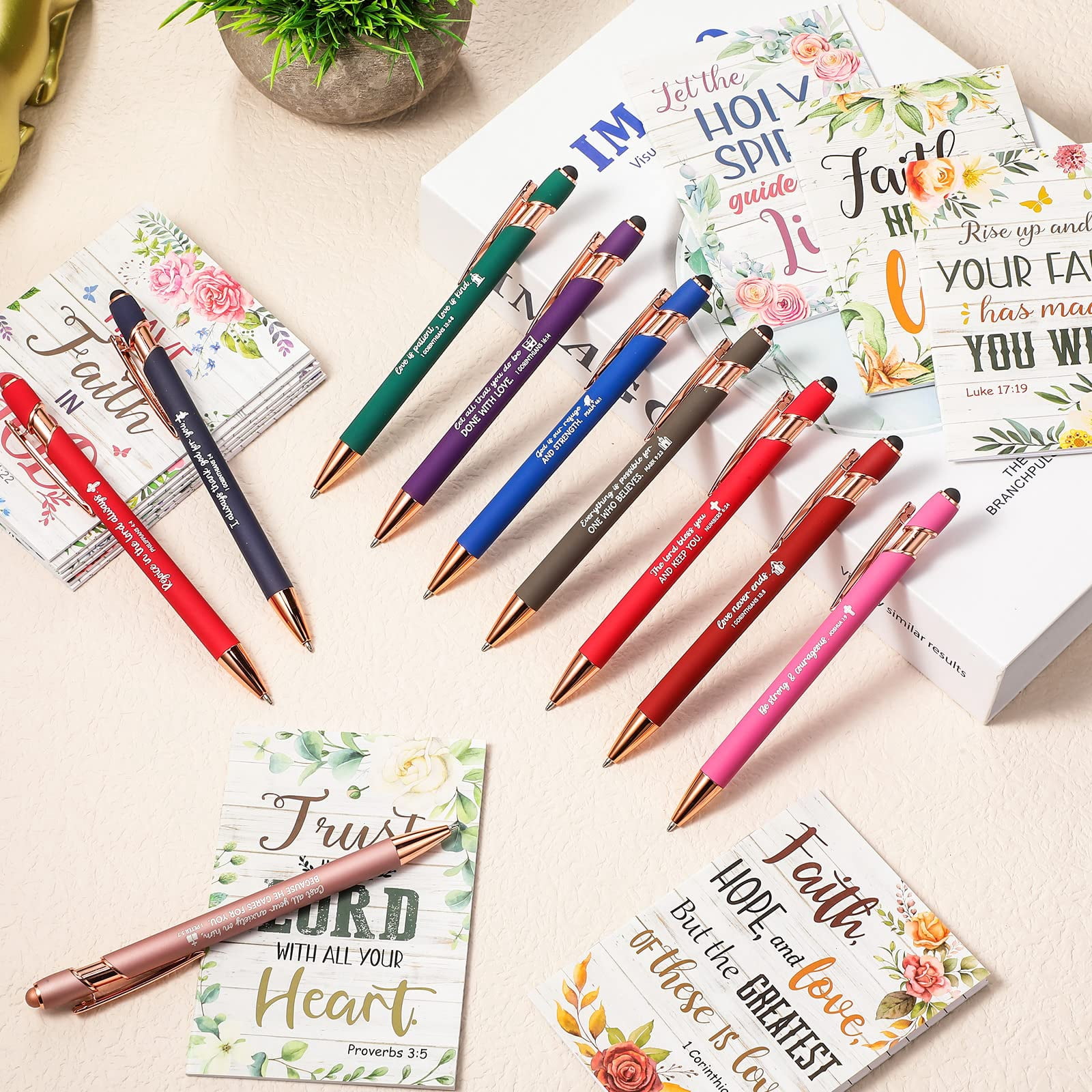 48 Pens Notepads Gifts For Mother's Day Set Ballpoint Pen Notebook Inspirational Quotes Journal Women Motivational Gift (flower)
