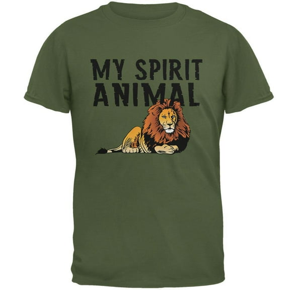 My Spirit Animal Lion Military Green Adult T-Shirt - Large