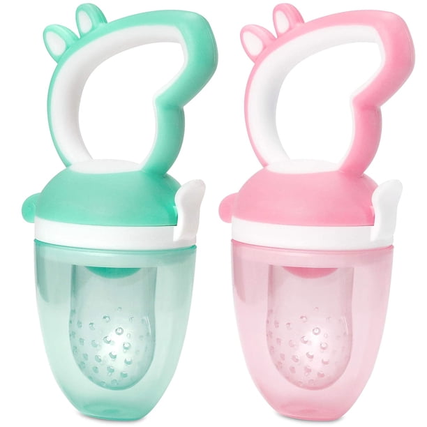 Alimentador de alimentos para bebés, paquete de 2 chupetes de frutas para la dentición del bebé, mordedor de silicona de grado alimenticio para niños pequeños y niños, suave y seguro sin BPA, verde/ro Namotu YZY962