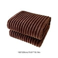 thumbnail image 3 of Btomtd 70"x80" Flannel Fleece Striped Throw Blanket for Couch Bed Microfiber Ribbed Sofa Decor Blanket Household All Season Cover Bed Blanket, Coffee, 3 of 6