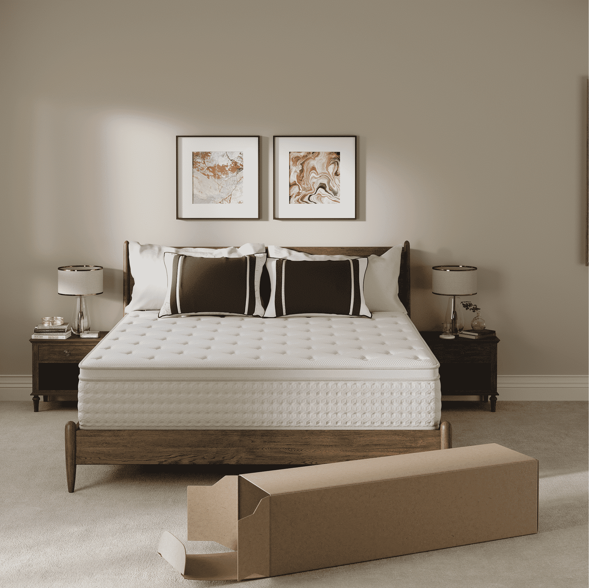 White 12 inch Queen Size Hybrid Mattress in a Box, Memory Foam & Individually Wrapped Coil, Support, Breathable, Pressure relief- 120 Night Trial