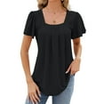 thumbnail image 2 of Womens Tops for Summer Ruffle Sleeve Tunic Blouse Pleated Flowy Dressy Casual Shirts Shermie, 2 of 6