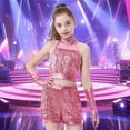 thumbnail image 2 of Xudanell Toddler Outfits for Girls Light Sequin Glitter Crewneck Top Shorts Sets Tassel Split Summer Dance Clothes, 2 of 4