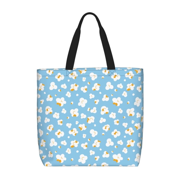 Fotbe Blue Popcorn Bolsa Tote con Estampado para Mujer, Bolsos con Cremallera, Bolsa de Hombro Casual de Gran Capacidad con Bolsillos Internos