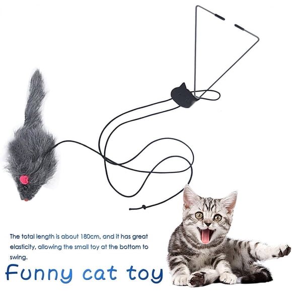 Fiudx Juguete Retráctil para Gatos, Diseño de Ratón Colgante, Quemador de Energía Interactivo, Cuerda Elástica Duradera, Divertido Juego de Caza, Entretenimiento para Mascotas, Apto para Todas Las Ed