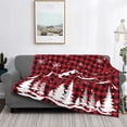 thumbnail image 2 of Zufioo Christmas Tree Buffalo Plaid Print Horizontal Flannel Blanket, Anti-wrinkle, Anti-shrinkage, Anti-allergic Plush Blanket, Household Items Suitable for Bedroom-40"x30", 2 of 6