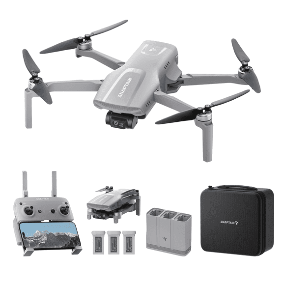 Snaptain P40 Lite  Bundle GPS Drone with Camera for Adults 4K Video, 8K Photo, 20000ft Transmission, Smart Shooting Modes, Intelligent Side-Flying Follow Mode, 3 extra battery with docking station‌