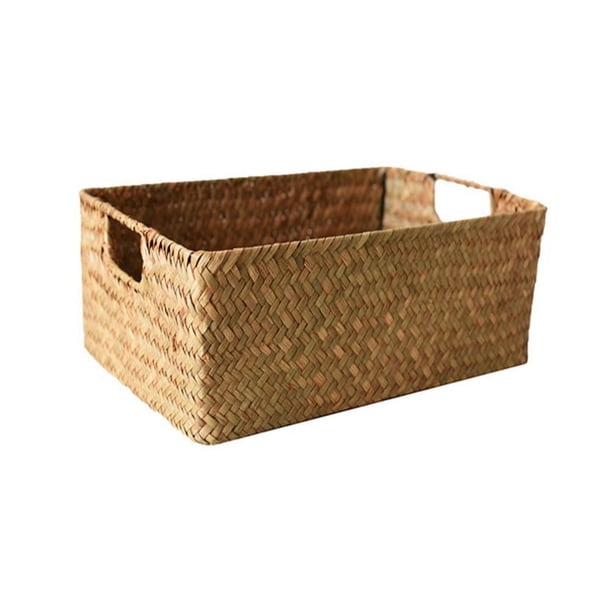 Cesta de Marino Tejida - Cesta de Mimbre de Paja Natural para Almacenar Frutas, Pan y Toallas, Ideal para el Hogar y la Cocina A