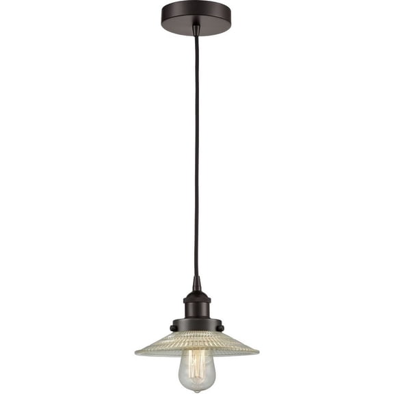 616-1PH-OB-G2-LED-Innovations Lighting-Halophane - 1 Light Mini Pendant In Industrial Style-8 Inches Tall and 8.5 Inches Wide Oil Rubbed Bronze Clear