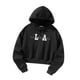 thumbnail image 5 of Sudadera con capucha recortada para mujer, ropa de manga larga, estampado de letras, jersey con capucha L, 5 of 8