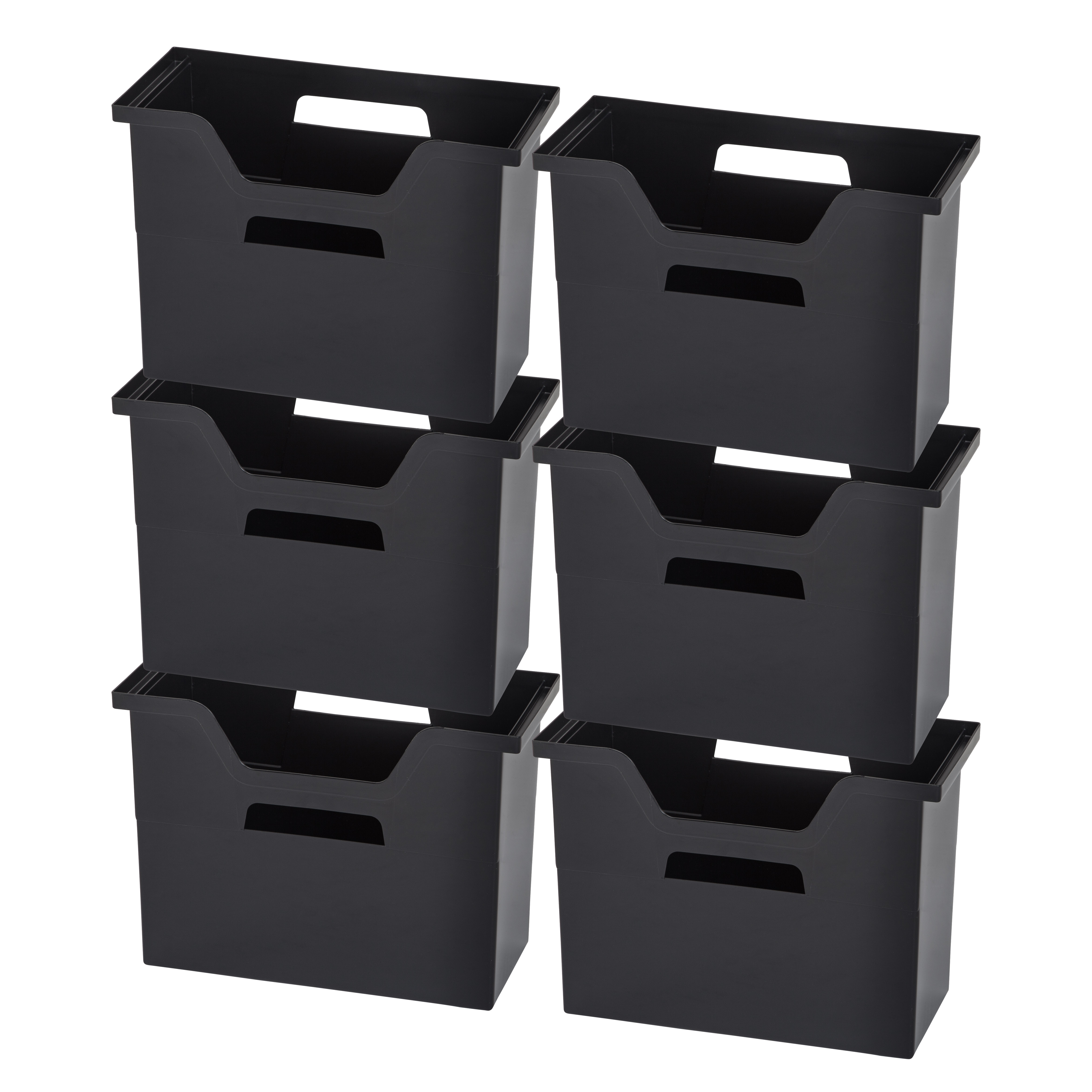 IRIS Open Storage Basket, File Organizer, Medium, Black, 6 Pack
