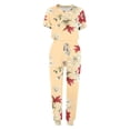 thumbnail image 4 of Blouses for Women, Womens Fashionable Printed Short Sleeved Round Neck Drawstring Top with Pants Set, 4 of 5