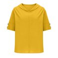 thumbnail image 4 of Camiseta con Botón Mujeres, Sudadera Casual Color Sólido Camiseta de Cuello en V de Manga Corta para Diario, Compras Y Salida, 4 of 7